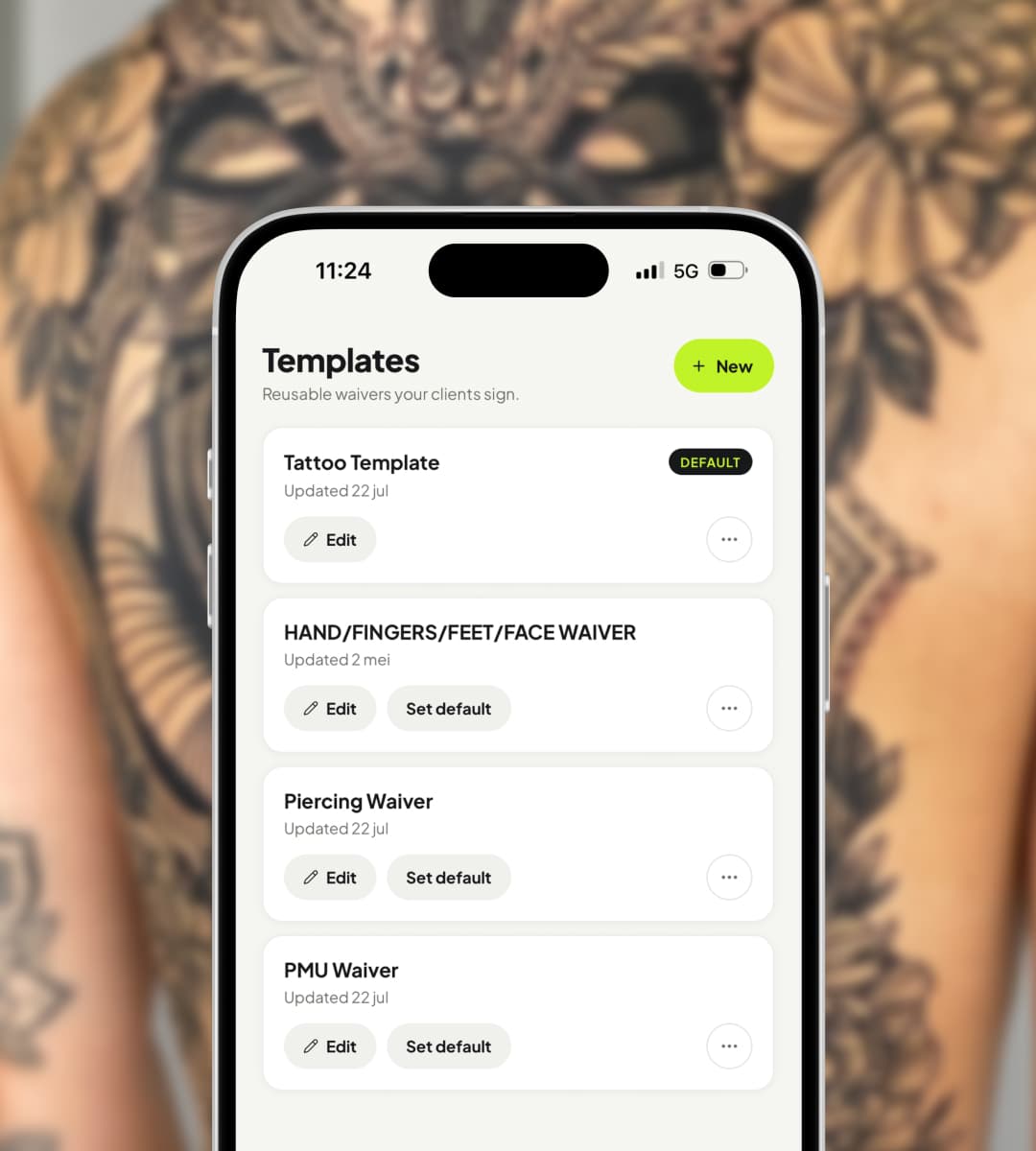 Wavrr waiver templates for tattoo, piercing, and PMU