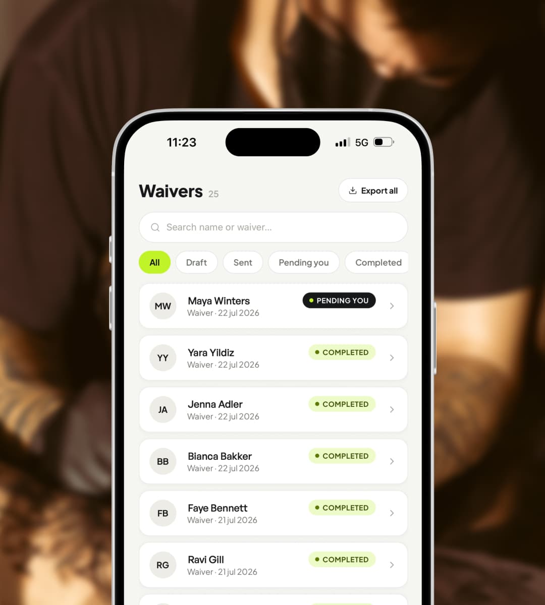 Wavrr waiver records on a phone in a studio