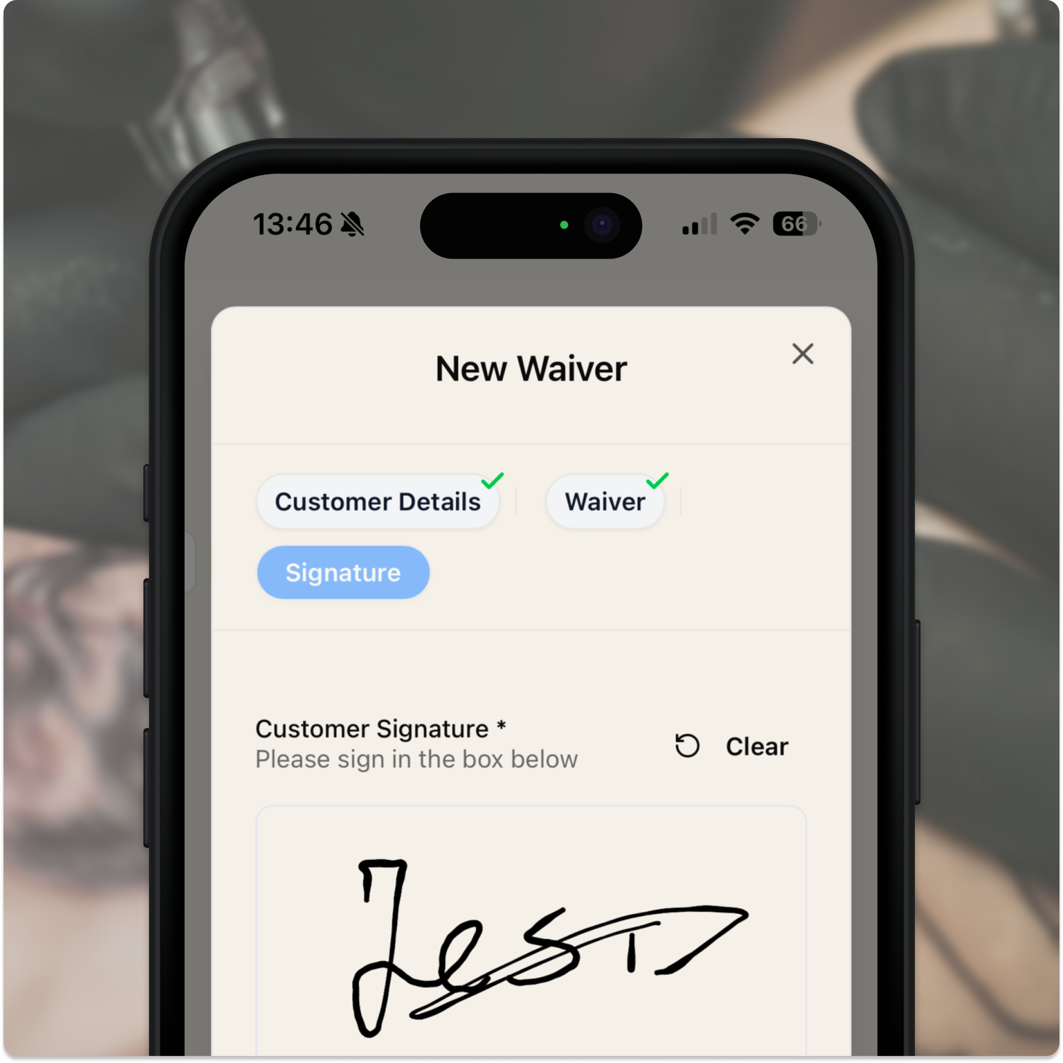Wavrr mobile dashboard showing signed consent records
